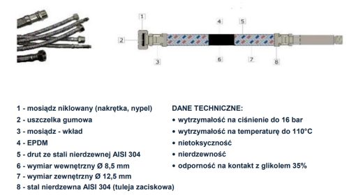 Wężyk pod baterię <p>z dł. końcówką 3/8" M10x1</p> - obrazek 2